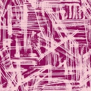 Brush Strokes - Small Scale - Pink and Magenta Abstract Geometric Artsy lines