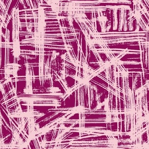 Brush Strokes -  Medium Scale - Pink and Magenta Abstract Geometric Artsy lines