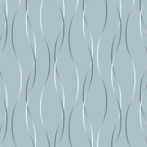Napolitano Steel Blue - L large scale - thin elegant minimalist ribbon streamer wave metallic shimmer glitter