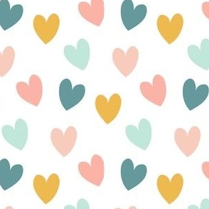 boho rainbow hearts pattern swatch SMALL