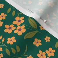 Spring Butterflies with Ditsy Yellow Florals on Dark Green // 8x8