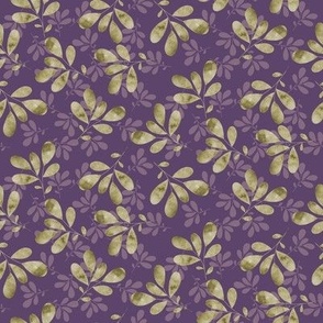 Summer Bloom Green Leaves on Purple // 8x8