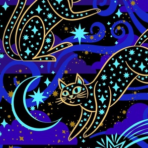 Starry Night Kitties Wallpaper in Starry Sky