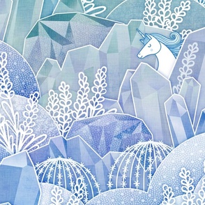 Ice Crystal Garden with Unicorns