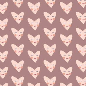 Smiley heart faces on dark blush background Medium 