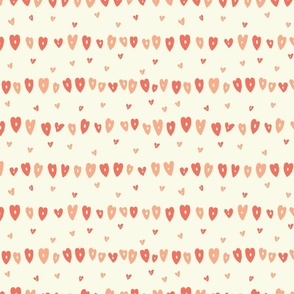 Happy Hearts Coral & Cream Stripe Large