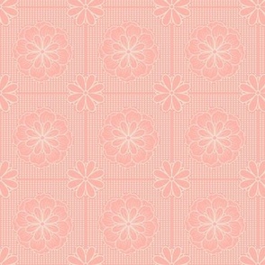 Floral Gridded Dots Peach Small Scale