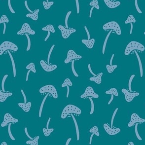 Mushrooms teal green blue small scale by Jac Slade