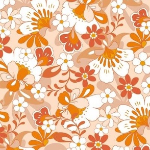 Retro floral blooms natural orange brown regular scale by Jac Slade.jpg