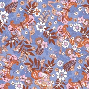 Retro Butterflies and flowers Blue lilac pink brown regular scale by Jac Slade.jpg