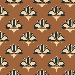 Prairie Fleur - Brown rust navy cream TextureTerry