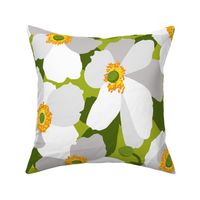 Windflowers lime green and cool grey bold large