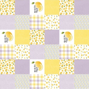 3 inch Lemon//You're the Zest//Purple - Wholecloth Cheater Quilt - Rotated