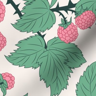 Medium Vintage Raspberry Brambles with Dark Sea Green Leaves