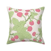 Medium Vintage Raspberry  Brambles with Lime Green Leaves