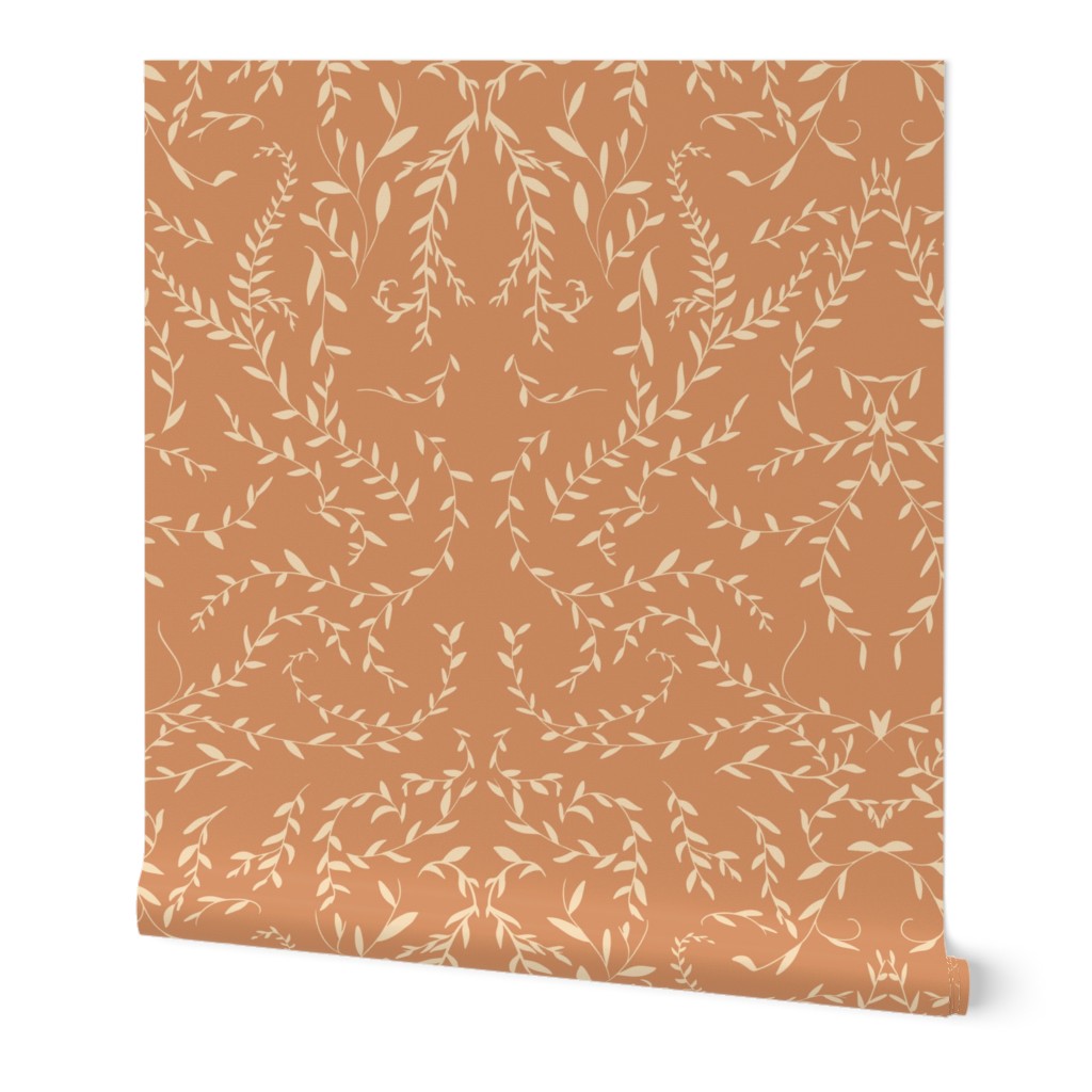 Large botanics leaf pattern Garden Walls ochre