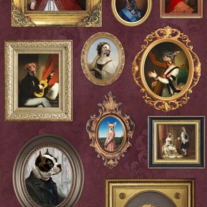 Dog Lovers Portrait Collection in burgundy red