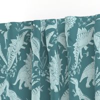 Dinosaur Damask in Teal 12" Repeat