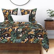 Retro Hidden Whimsy woodland_green and marigold yellow_LARGE scale