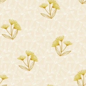 Petite Flowers - Mimosa Yellow, Mustard on Parchment