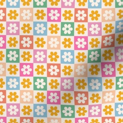 Summer Checkerboard Floral Pattern