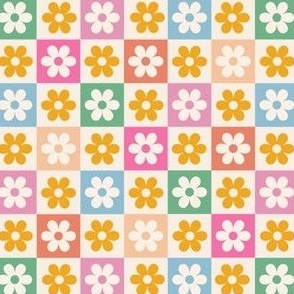 Summer Checkerboard Floral Pattern