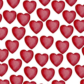 Watercolor red hearts 