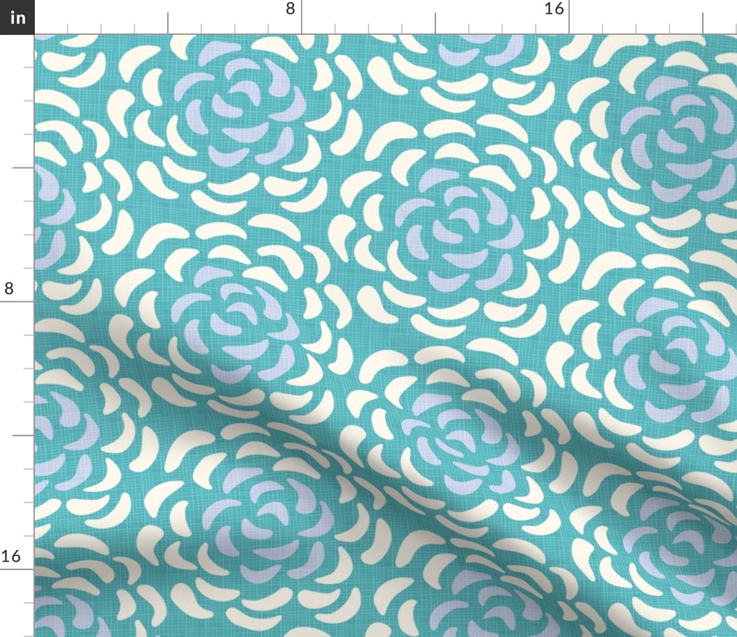 rice flower succulent large wallpaper scale in turquoise by Pippa Shaw