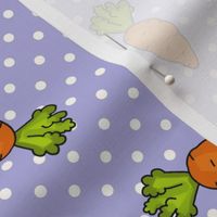 Large Scale Orange Carrots on Polkadots Baby Bunny Easter or Nursery Coordinate in Lavender