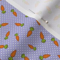 Small Scale Orange Carrots on Polkadots Baby Bunny Easter or Nursery Coordinate in Lavender