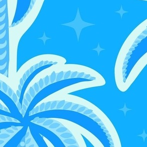 Decorative Palms L  - Azure Blue