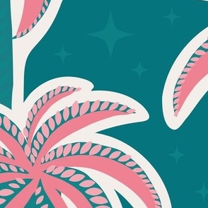 Decorative Palms L - Pink and Teal