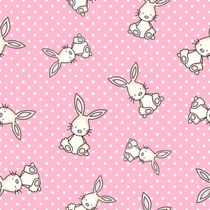Large Scale Baby Bunny Scatter with Polkadots in Pink