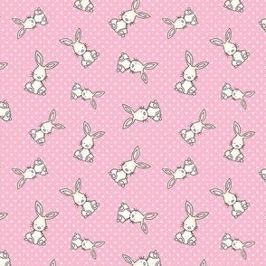 Small Scale Baby Bunny Scatter with Polkadots in Pink