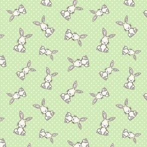 Small Scale Baby Bunny Scatter with Polkadots in Spring Green