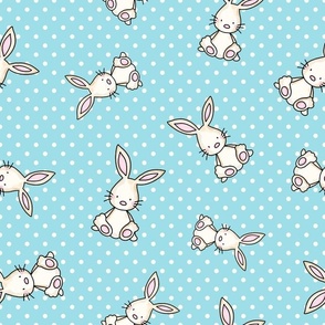 Large Scale Baby Bunny Scatter with Polkadots in Blue