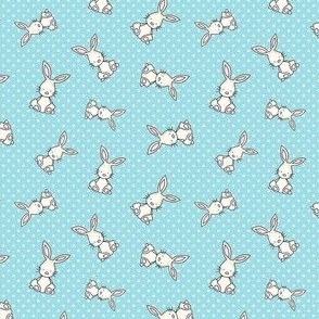 Small Scale Baby Bunny Scatter with Polkadots in Blue