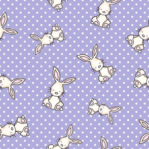 Large Scale Baby Bunny Scatter with Polkadots in Lavender