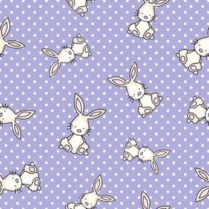 Medium Scale Baby Bunny Scatter with Polkadots in Lavender