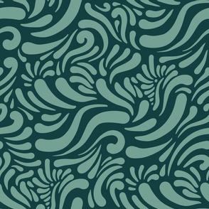 Abstract Swirls Teal and Mint Green