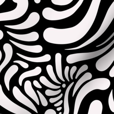 Abstract Swirls Black White Mono