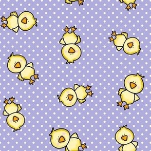 Medium Scale Yellow Chicks and Polkadots Baby Bunny Easter Nursery Coordinate in Lavender