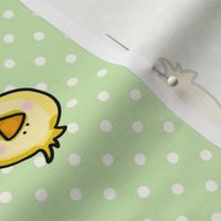 Large Scale Yellow Chicks and Polkadots Baby Bunny Easter Nursery Coordinate in Spring Green