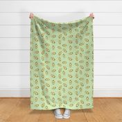 Large Scale Yellow Chicks and Polkadots Baby Bunny Easter Nursery Coordinate in Spring Green