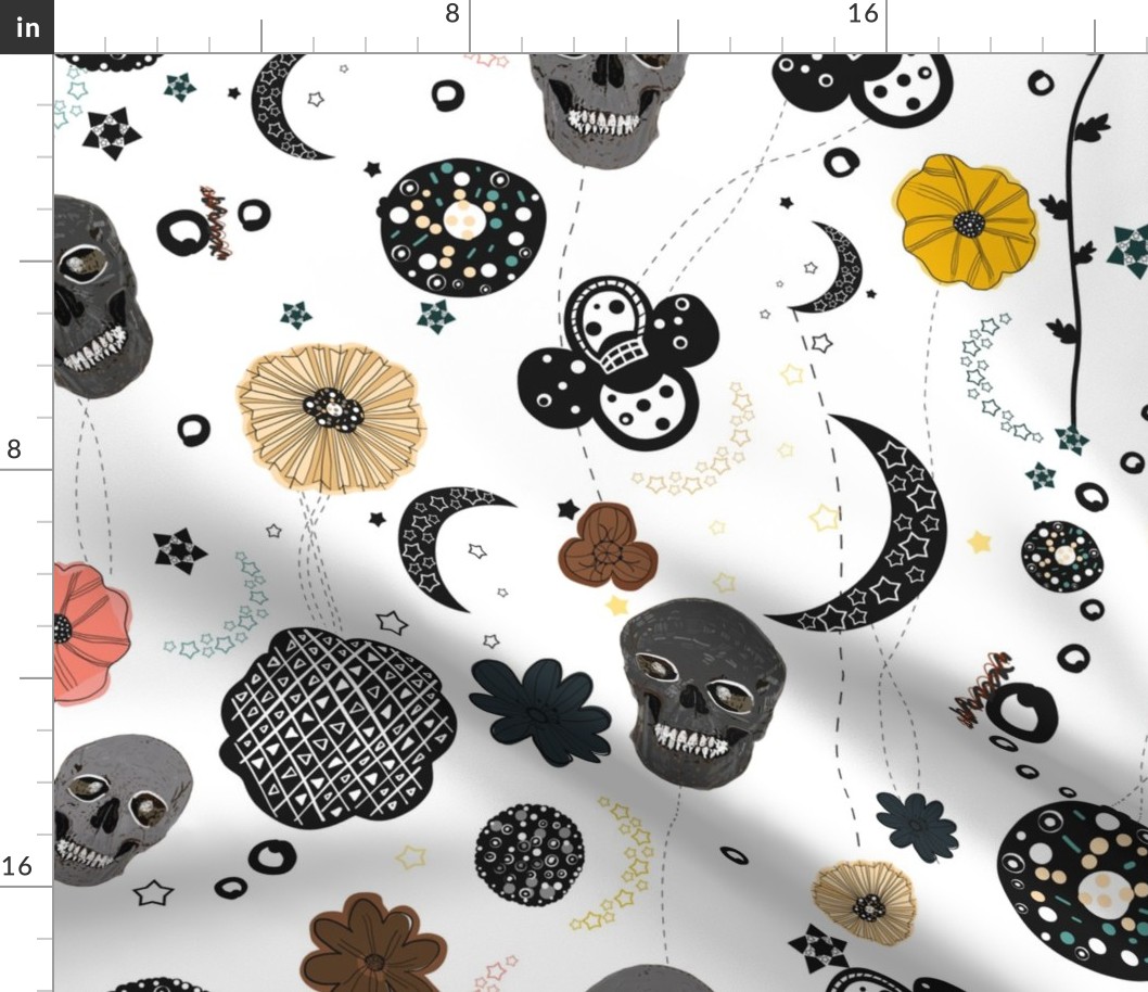 Skull and galaxy and stars abstract pattern