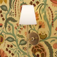 Tree of Life - dining room wallpaper - spring garden fruit and flowers, Indian floral with birds and snake on cream - jumbo