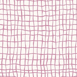 Warped Grid, Pink and White, Medium Scale 