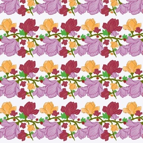 Blossoming flowers seamless pattern 