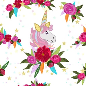 Magical unicorn pattern with colorful roses pattern