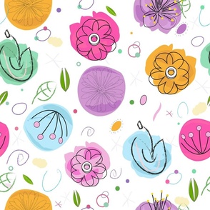 Decorative colorful abstract flowers pattern